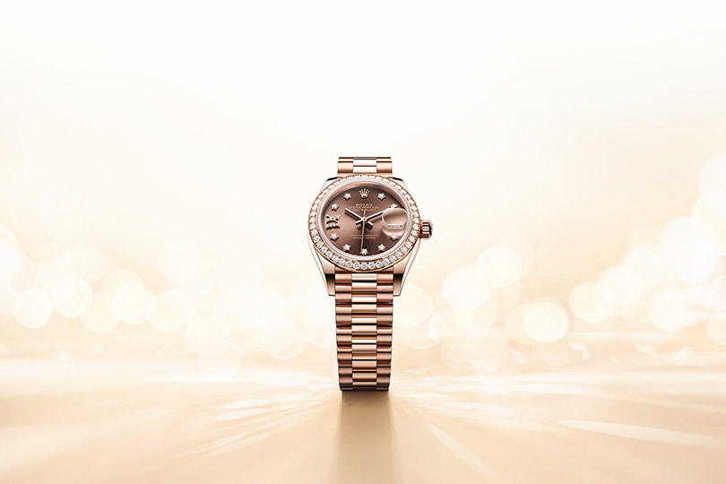 Rolex Lady-Datejust Oyster, Everose gold and diamonds