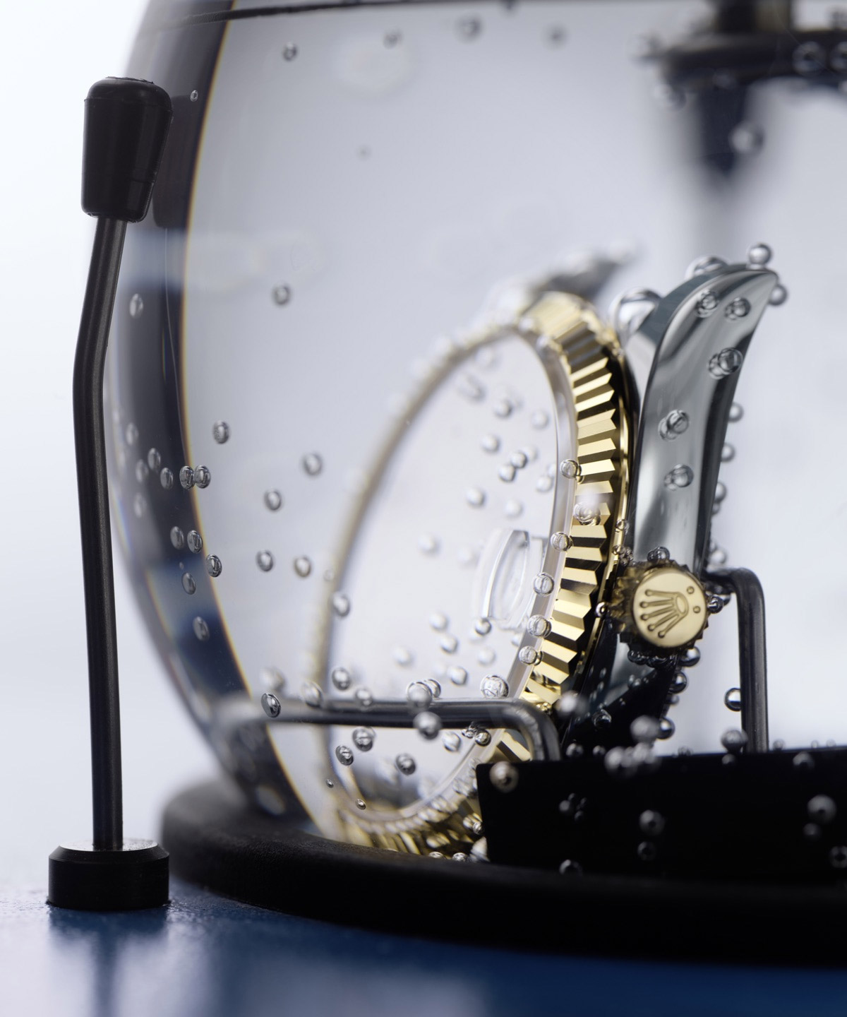 Rolex case is testing for waterproofness.