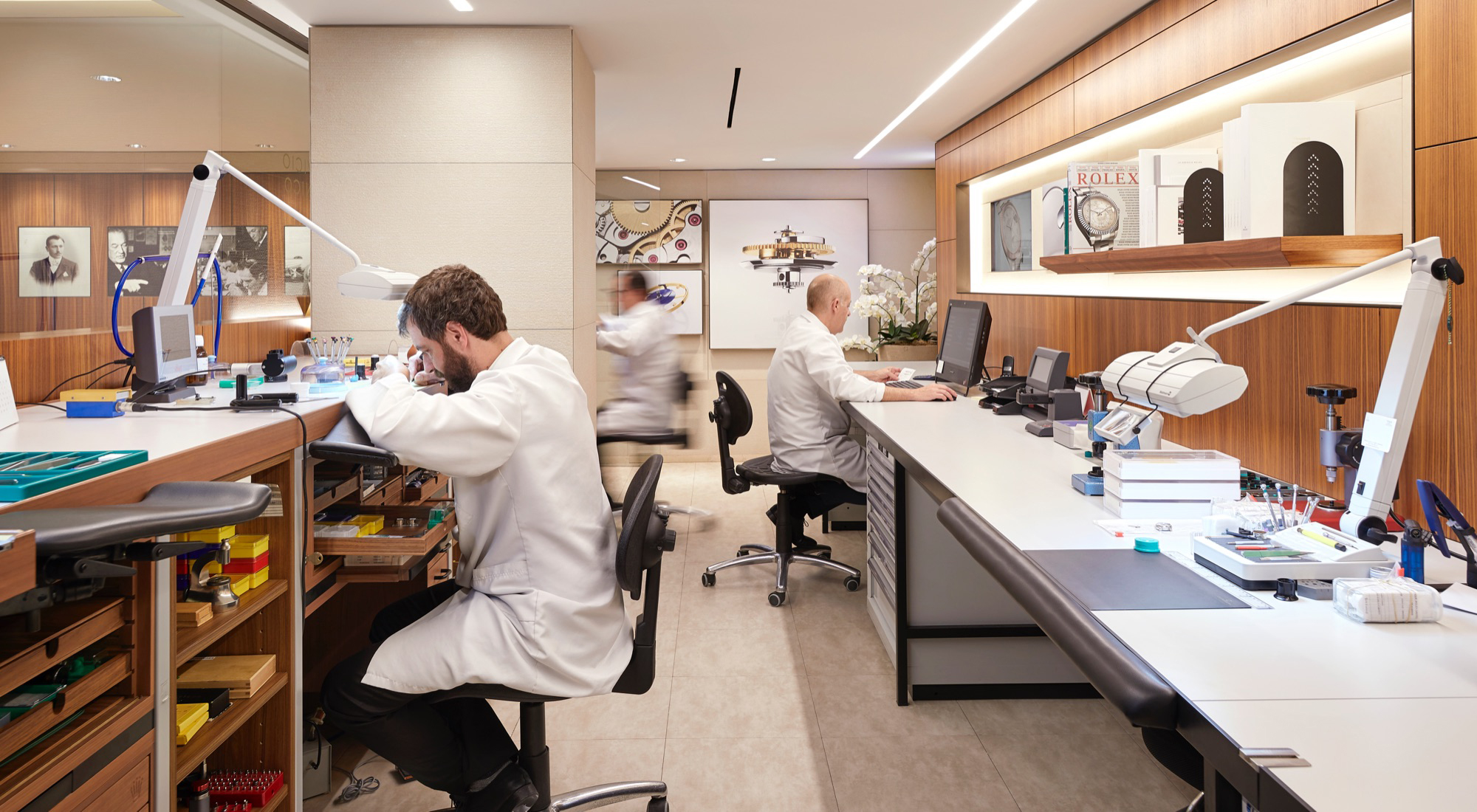 Rolex workshop with trained watchmakers