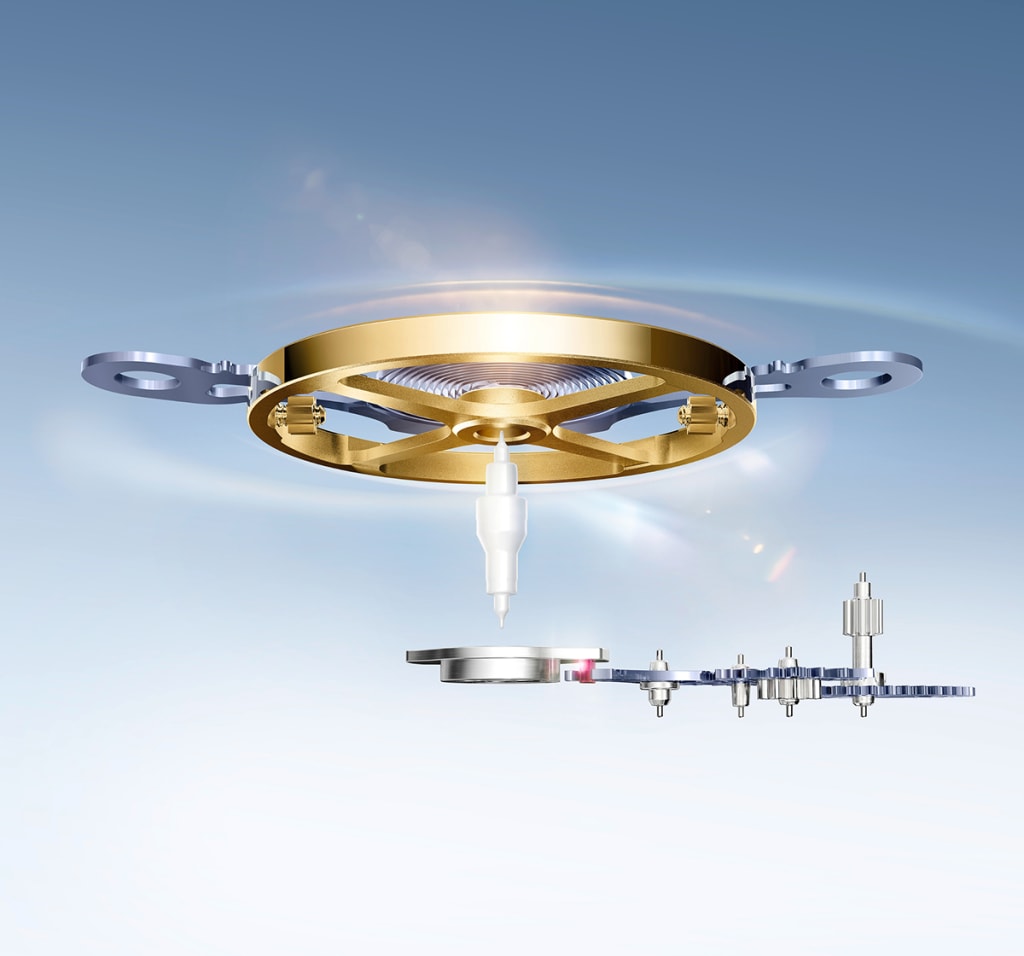 Rolex Oscillator with ceramic axis and optimized brass balance wheel